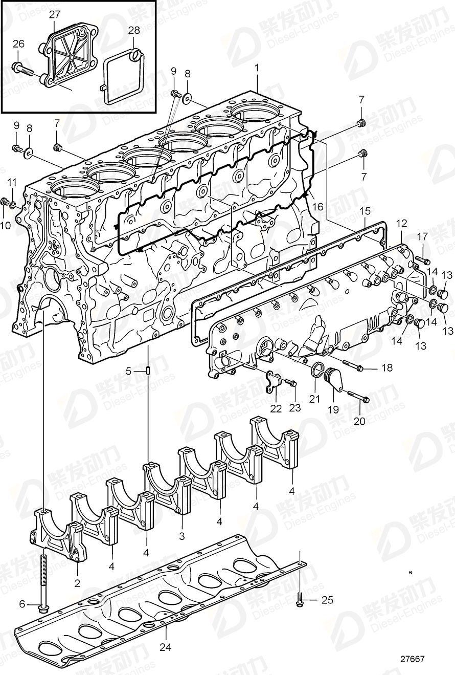 VOLVO Cylinder Block 20993042 Drawing